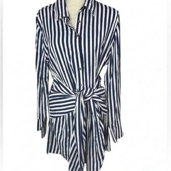 Dresses & Skirts - NWT Jen’s Pirate Booty Blue and White Striped dress XL with tie waist $128